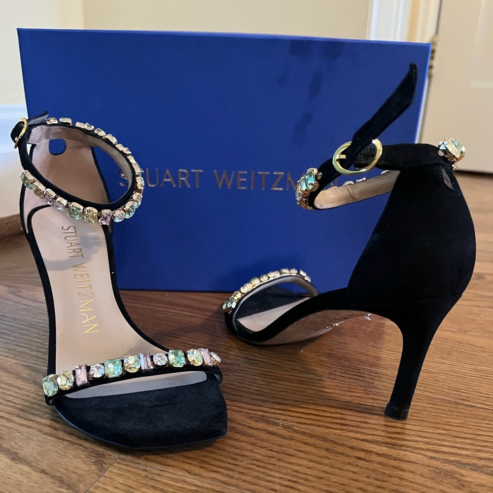 Beautiful suede 3" heels with gems. Worn once